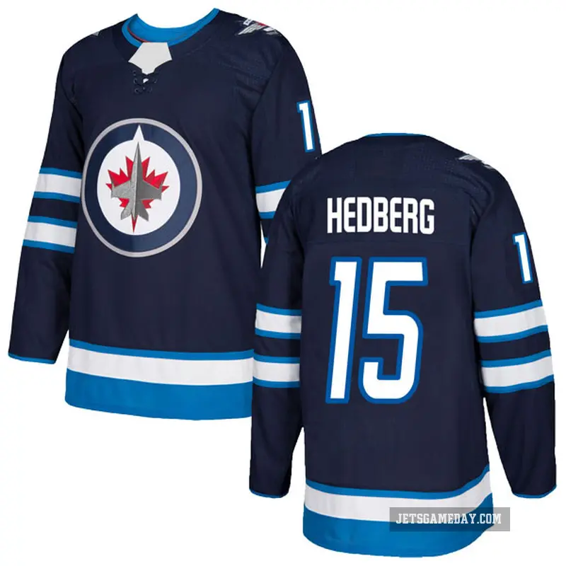 Men's Anders Hedberg Winnipeg Jets ＃15 Authentic Navy Home Jersey
