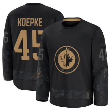 Men's Cole Koepke Winnipeg Jets ＃45 Premium Black 2024 Military Appreciation Practice Jersey