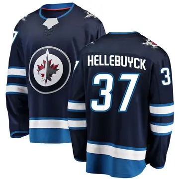 Men's Connor Hellebuyck Winnipeg Jets ＃37 Breakaway Blue Home Jersey