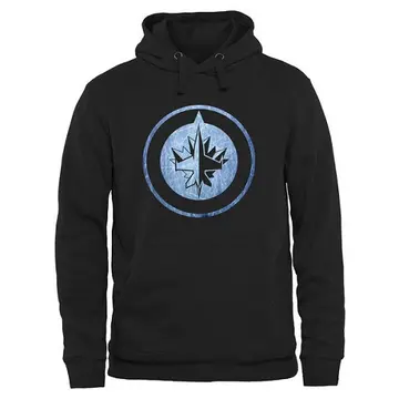 Men's Winnipeg Jets Black Rinkside Pond Hockey Pullover Hoodie -