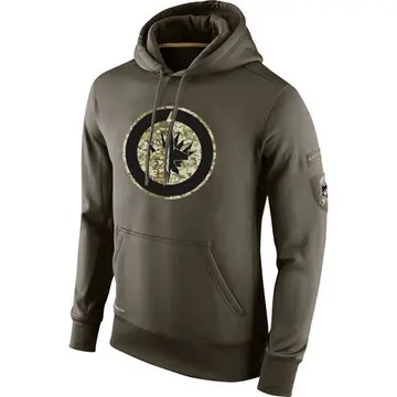 Men's Winnipeg Jets Olive Salute to Service KO Performance Hoodie