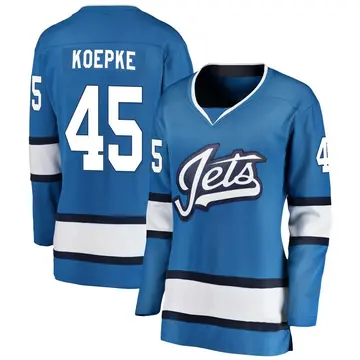 Women's Cole Koepke Winnipeg Jets ＃45 Breakaway Blue Alternate Jersey